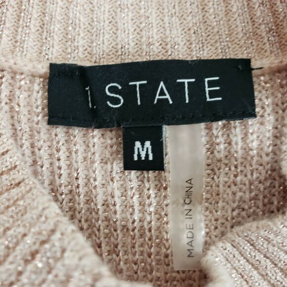 1.STATE Womens SIZE M Pink Sleeveless Shift Dress Mock Neck Shimmer Metallic - Picture 6 of 11